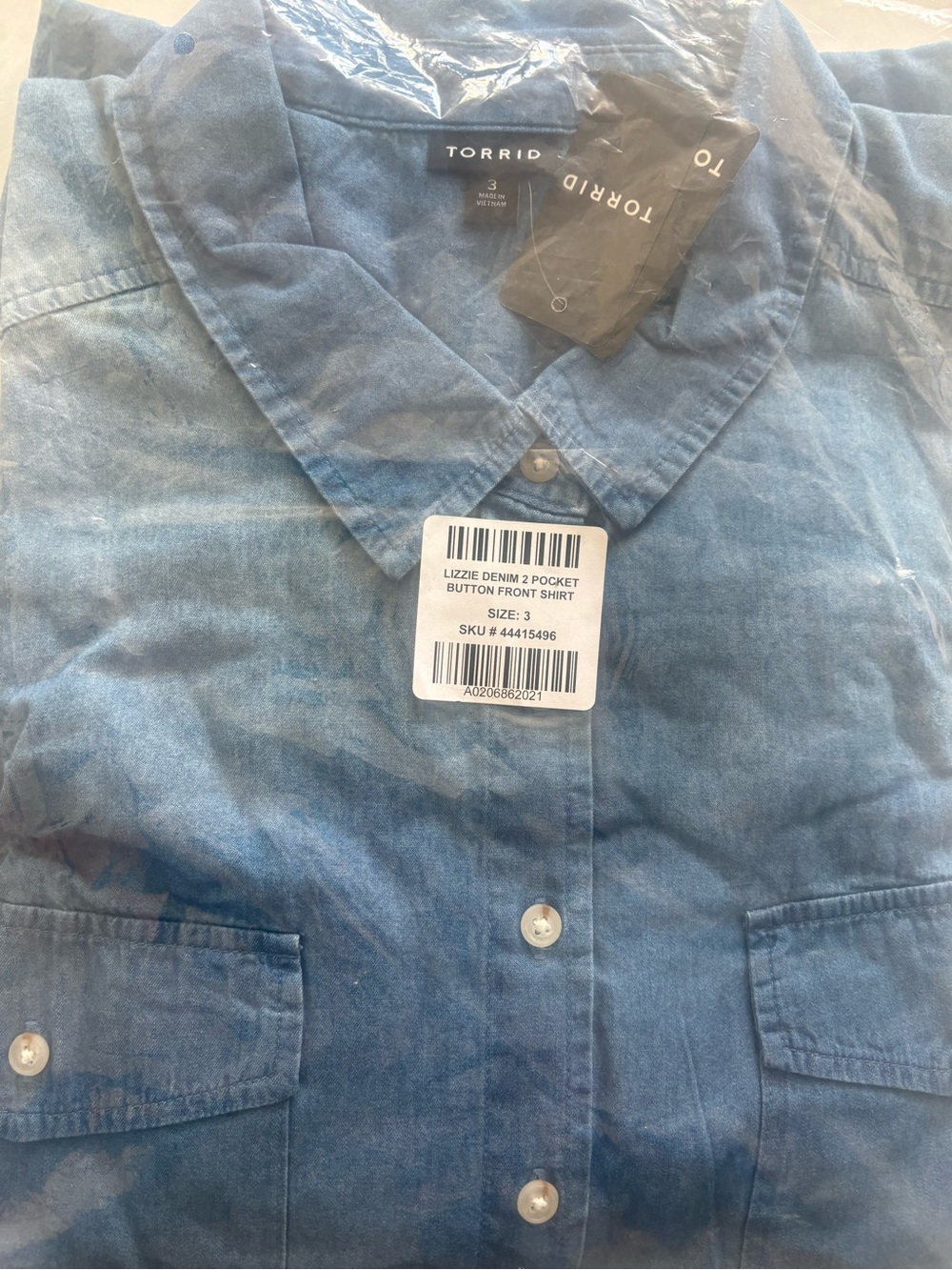 torrid Blue Denim Two-Pocket Button-Front Shirt